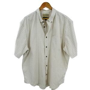 Cabbala’s‎  Button-down Plaid Men's Shirt Short Sleeve Cream Brown Tan XLarge